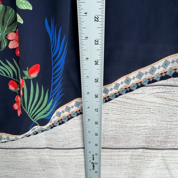 Flower & Feather Off Shoulder Floral Blouse Womens 2XL Navy Blue Semi Sheer - Picture 10 of 10